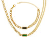 Retro Inlaid Zircon Double Thick Chain Jewelry Suit For Women And Girls Titanium Steel With Electroplating