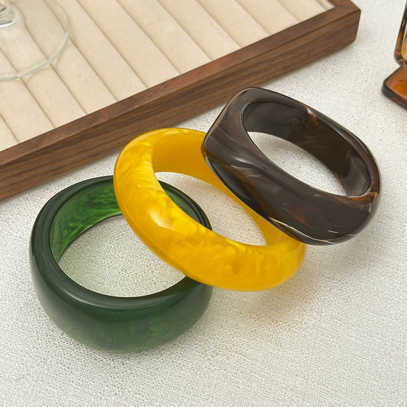Retro Ins Style Asymmetrical Faceted Acrylic Circle Bracelet With Glue Technique