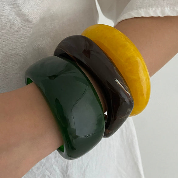 Retro Ins Style Asymmetrical Faceted Acrylic Circle Bracelet With Glue Technique