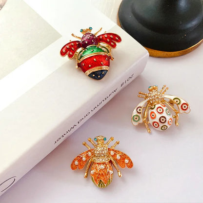 Retro Insect Alloy Plating Artificial Pearls Rhinestones Unisex Brooches