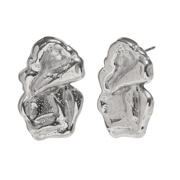 Retro Irregular Pleated Geometric Stainless Steel 18K Gold Plated Earrings For Women