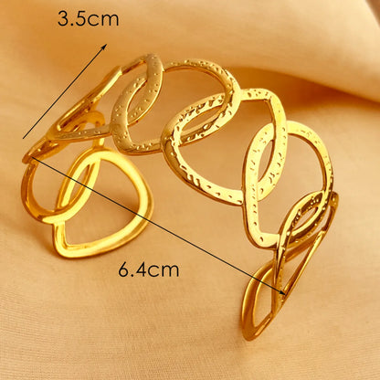 Retro Irregular Solid Color 304 Stainless Steel 18K Gold Plated Bangle In Bulk