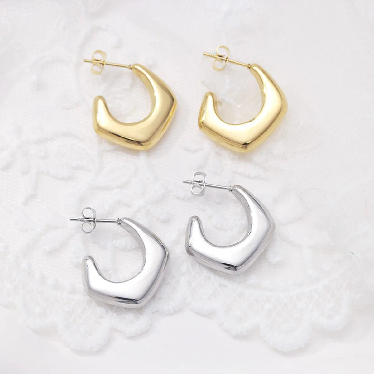 1 Pair Retro Irregular Solid Color Plating Titanium Steel Earrings