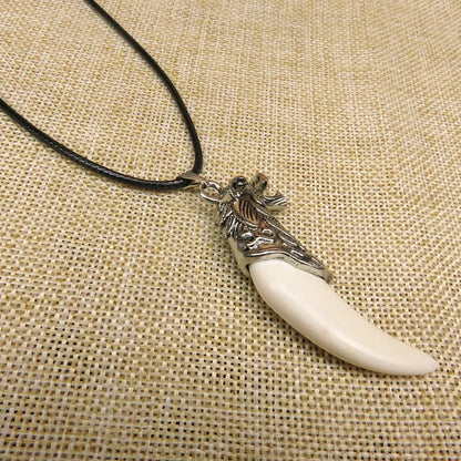 Retro Ivory Alloy Wax Line Patchwork Unisex Pendant Necklace