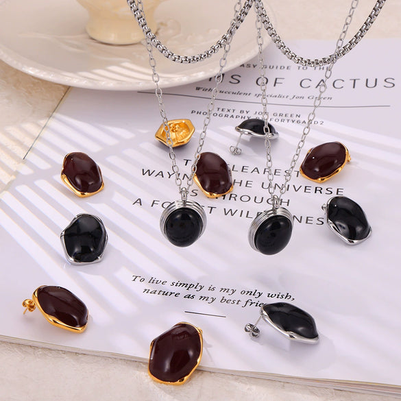 Retro Jewelry 316L Stainless Steel Chain Inlaid Electroplating Design Jewelry Suit For Men And Women