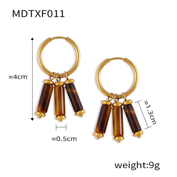 Retro Jewelry 316L Stainless Steel Goldplated Tiger's Eye Beaded Chain Design