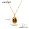 Retro Jewelry 316L Stainless Steel Oval Pendant Inlaid Tiger's Eye Electroplated Chain Style Unisex