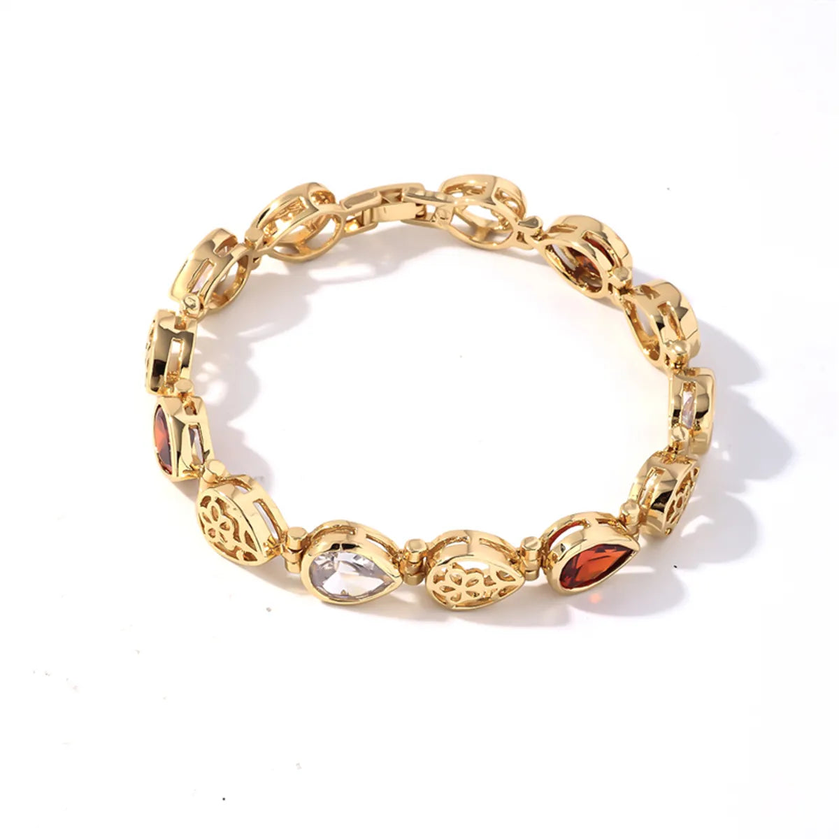 Retro Korean Style Geometric Copper Plating Inlay Zircon Gold Plated Bracelets