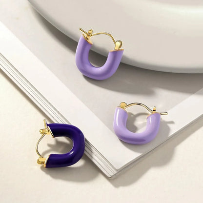 Retro Korean Style U Shape Alloy Enamel Women's Earrings