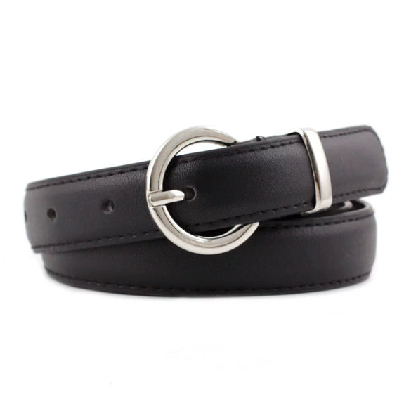 Retro Korean Style Women Alloy Round Buckle Pu Leather Belt Casual Pin Buckle Square Buckle Wholesale