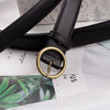 Retro Korean Style Women Alloy Round Buckle Pu Leather Belt Casual Pin Buckle Square Buckle Wholesale
