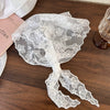 Retro Lace Silk Women's Triangle Headscarf With Floral And Plaid Pattern