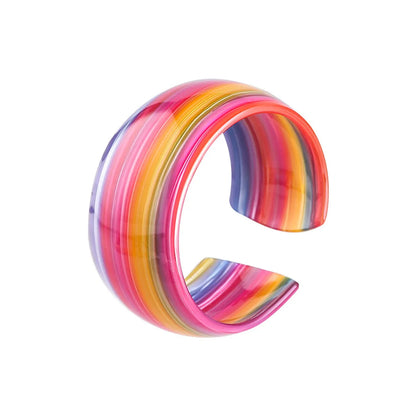 Retro Lady Color Block Resin Women's Bangle