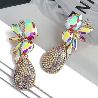 Retro Lady Ethnic Style Water Droplets Rhinestone Inlay Artificial Gemstones Women'S Drop Earrings