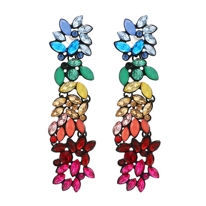 Retro Lady Gradient Color Rhinestone Inlay Artificial Gemstones Women's Drop Earrings