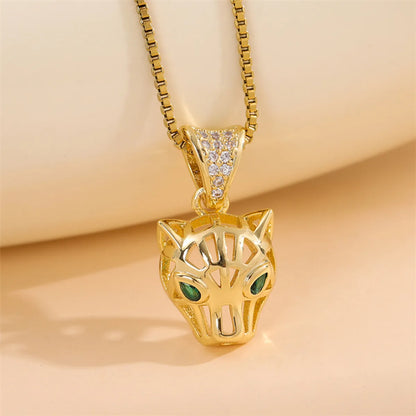 Retro Lady Roman Style Snake Bee Butterfly Stainless Steel Titanium Steel Enamel Plating Inlay Zircon 18k Gold Plated Pendant Necklace