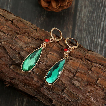 Retro Lady Water Droplets Alloy Inlay Rhinestones Women's Drop Earrings