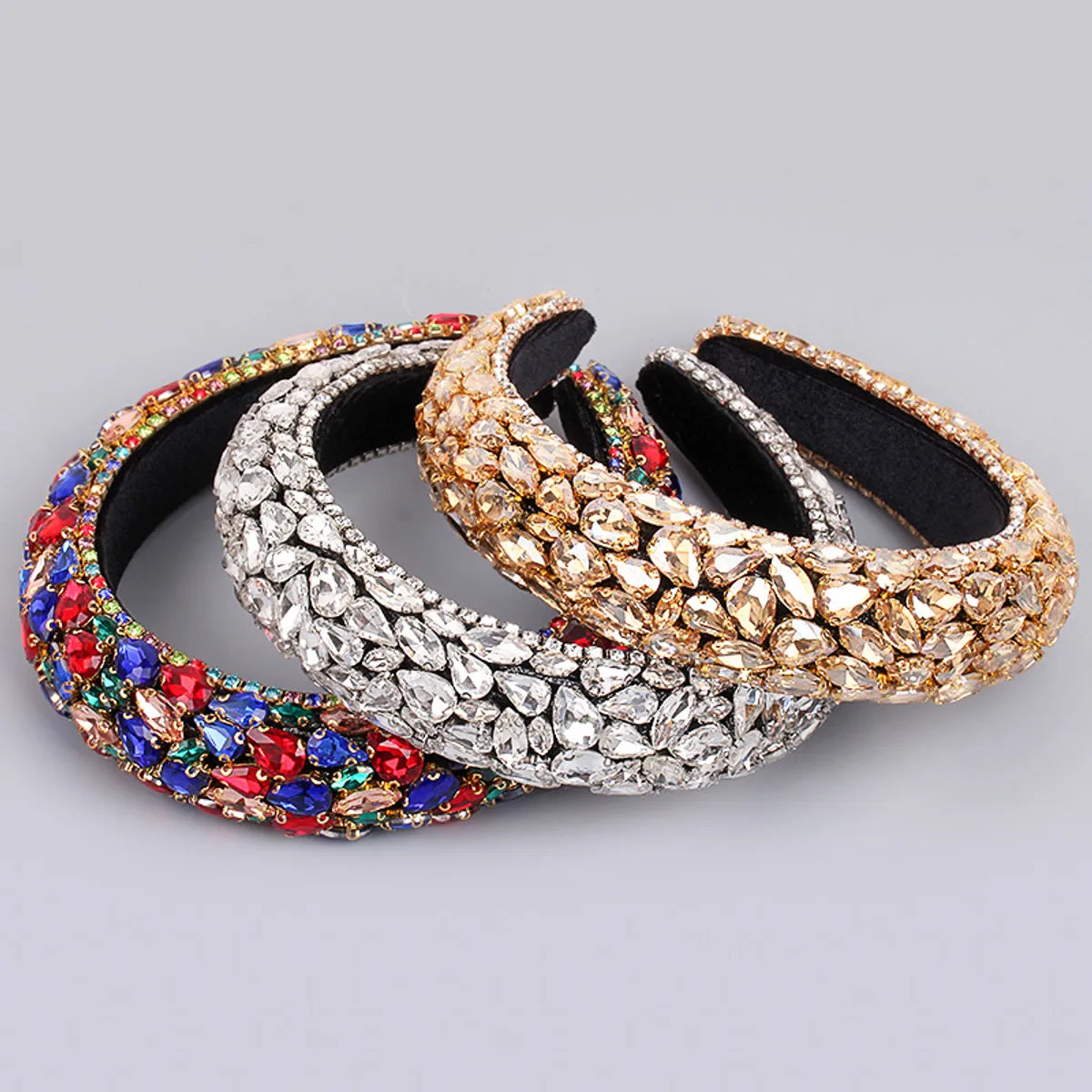 Women'S Retro Lady Water Droplets Cloth Inlay Rhinestones Hair Band