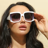 Retro Large Frame Square Women's And Men's Sunglasses Plastic Frame Resin Lens