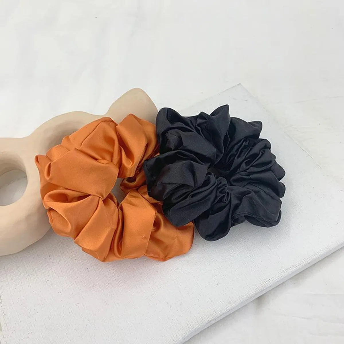 Retro Large Intestine Hair Ring Female Hair Lead Flower Satin Tied Hair Rope Hair Accessories