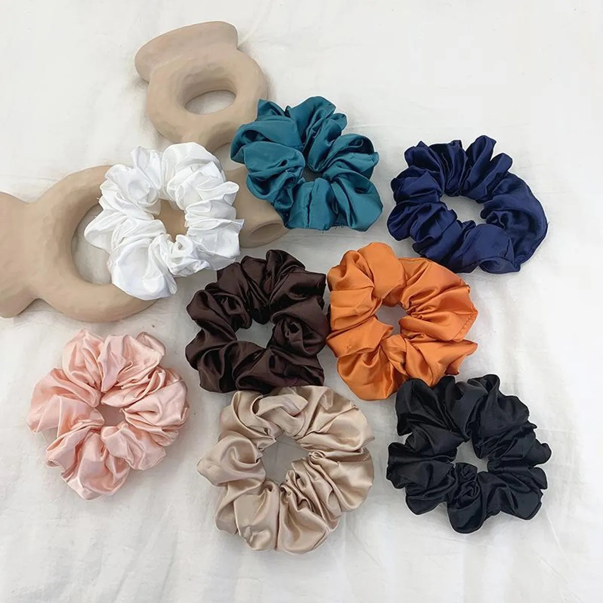 Retro Large Intestine Hair Ring Female Hair Lead Flower Satin Tied Hair Rope Hair Accessories