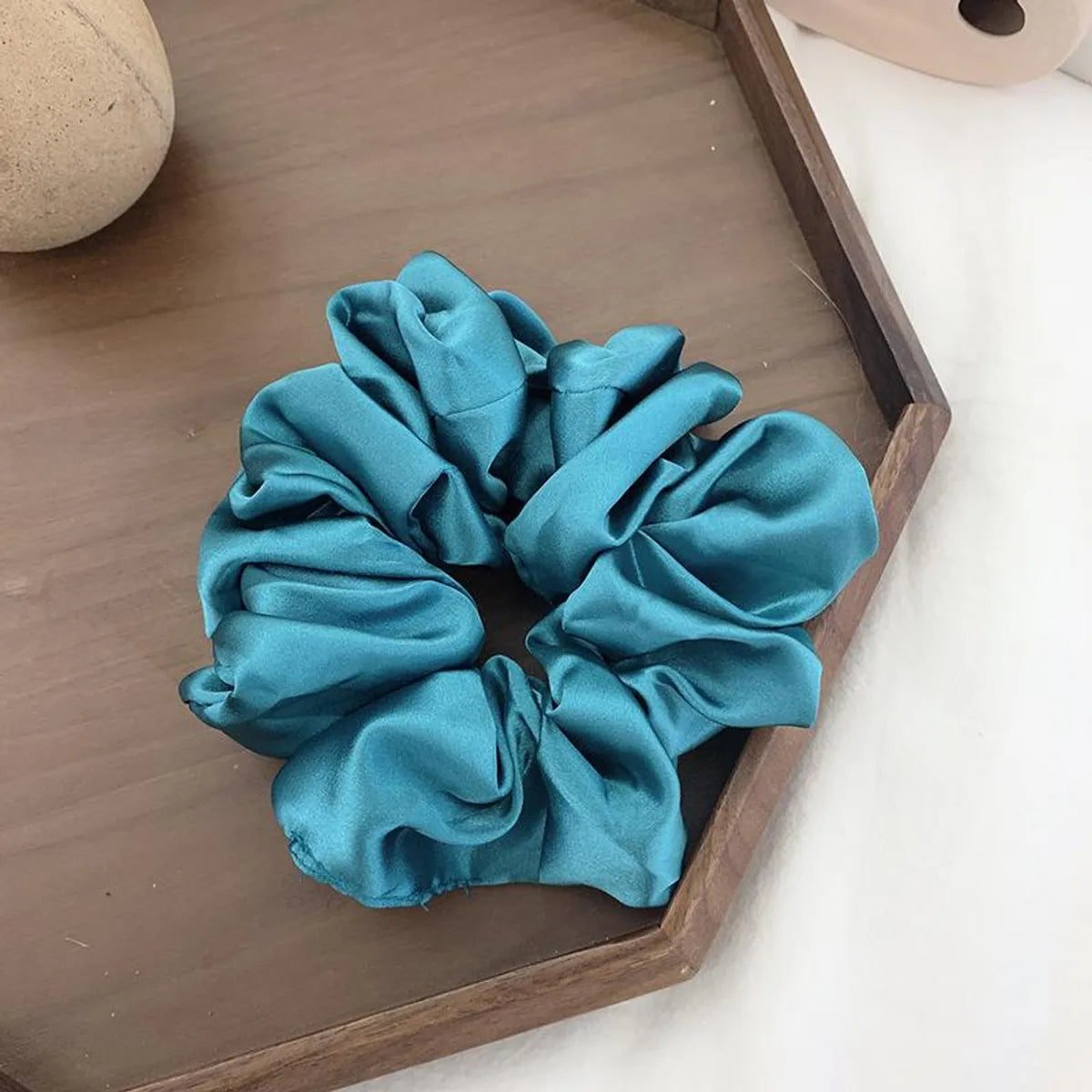 Retro Large Intestine Hair Ring Female Hair Lead Flower Satin Tied Hair Rope Hair Accessories