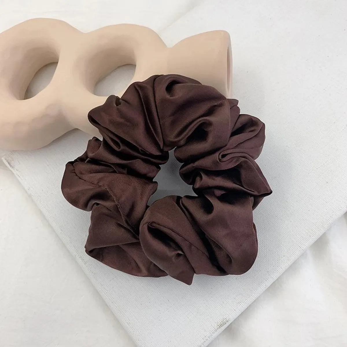 Retro Large Intestine Hair Ring Female Hair Lead Flower Satin Tied Hair Rope Hair Accessories