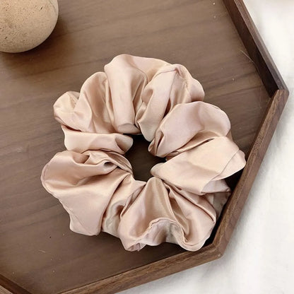 Retro Large Intestine Hair Ring Female Hair Lead Flower Satin Tied Hair Rope Hair Accessories