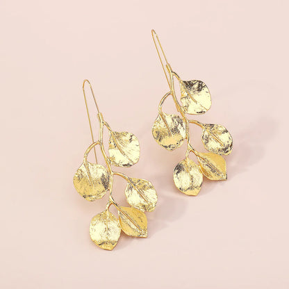 Retro Leaf Alloy Plating Women'S Drop Earrings 1 Pair