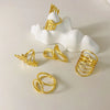 Retro Leaf Round Flower Stainless Steel Plating Rings