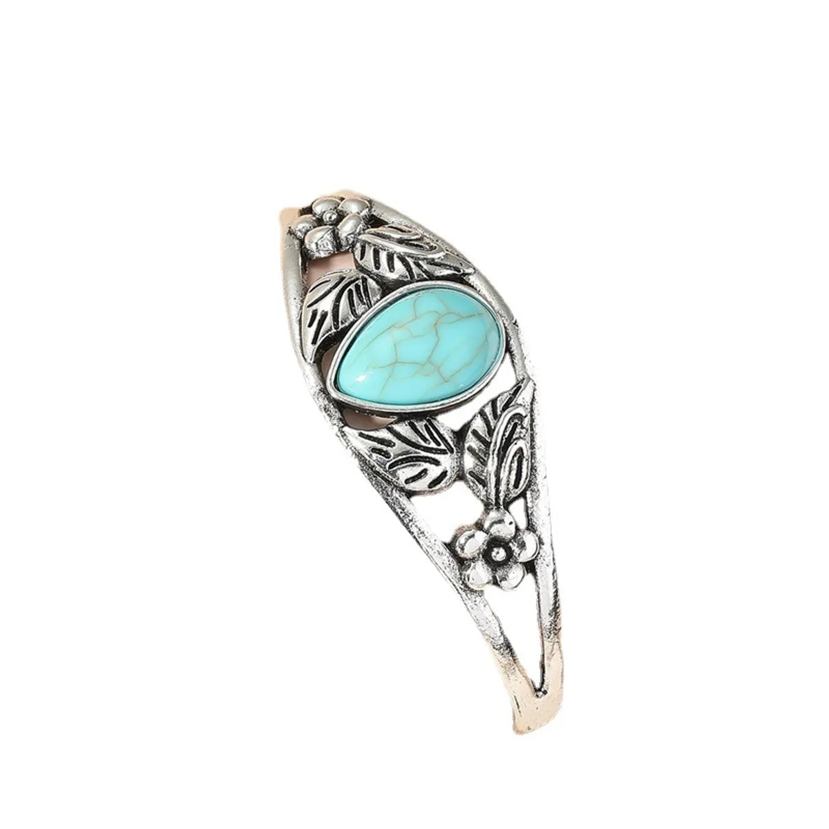 Retro Leaf Square Water Droplets Alloy Inlay Turquoise Women'S Nepal Bracelets