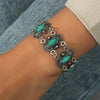 Retro Leaf Square Water Droplets Alloy Inlay Turquoise Women'S Nepal Bracelets