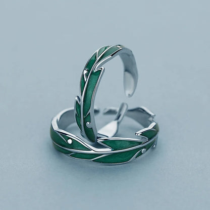 Retro Leaves Alloy Plating Valentine's Day Women's Open Rings