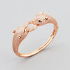 Retro Leopard Full Rhinestone Double Ended Bracelet Ring Set Electroplated Copper Fashion Hand Jewelry For Women