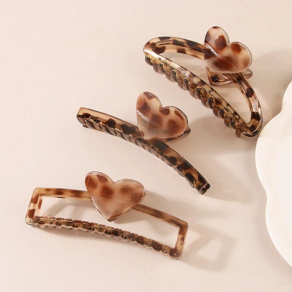 Retro Leopard Pattern Hair Shark Clip Baking Paint Women's Hair Accessories