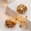 Retro Leopard Print Transparent Resin Twist Stud Earrings For Women Hollow Round Geometric Design With Printing Process
