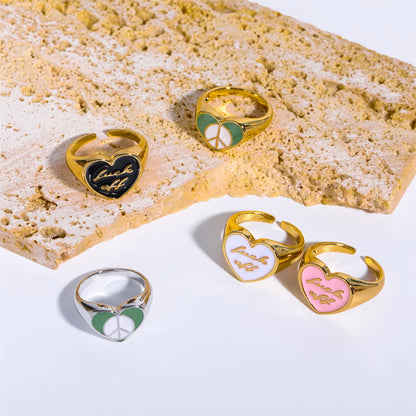 Retro Letter Brass Enamel Rings