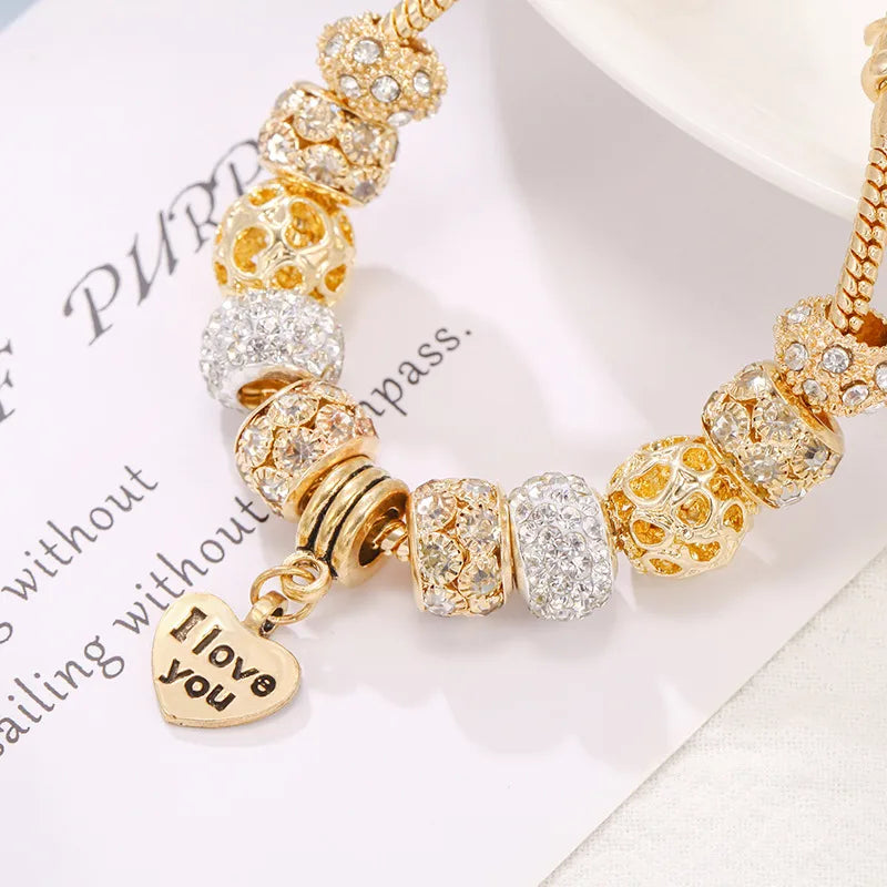 Retro Letter Heart Shape Alloy Soft Clay Copper Inlay Artificial Gemstones Women'S Bracelets