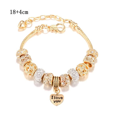 Retro Letter Heart Shape Alloy Soft Clay Copper Inlay Artificial Gemstones Women'S Bracelets