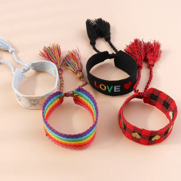 Retro Letter Heart Shape Rope Knitting Women'S Bracelets 1 Piece