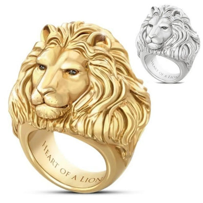 Retro Letter Lion Alloy Plating Rings