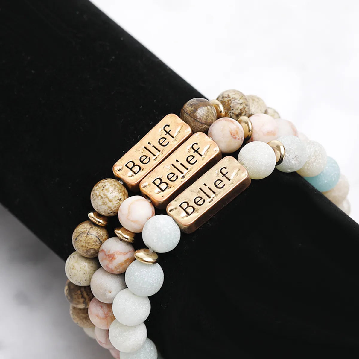 Retro Letter Natural Stone Beaded Unisex Bracelets