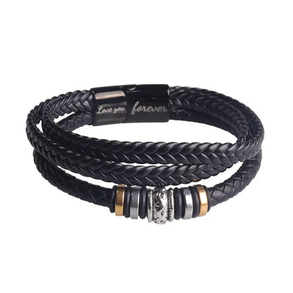 Retro Letter Pu Leather Alloy Men'S Bracelets