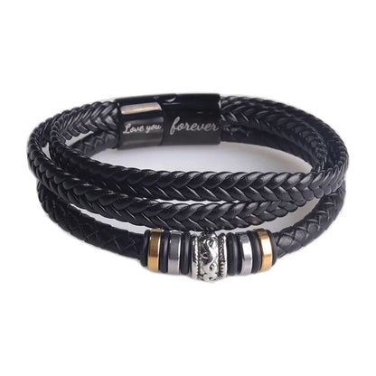 Retro Letter Pu Leather Alloy Men'S Bracelets