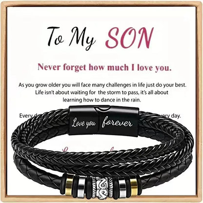 Retro Letter Pu Leather Alloy Men'S Bracelets