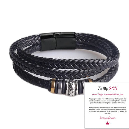 Retro Letter Pu Leather Alloy Men'S Bracelets