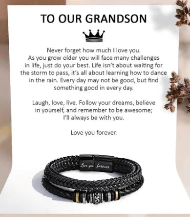 Retro Letter Pu Leather Alloy Men'S Bracelets