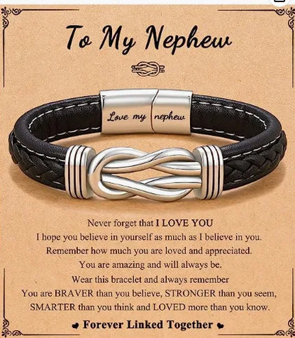 Retro Letter Pu Leather Alloy Men'S Bracelets