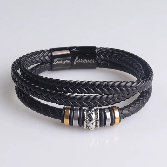 Retro Letter Pu Leather Alloy Men'S Bracelets