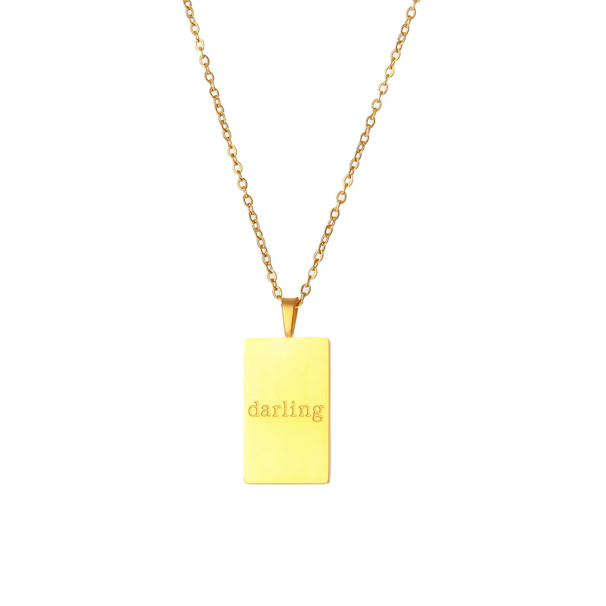 Retro Letter Square Stainless Steel Plating Gold Plated Necklace